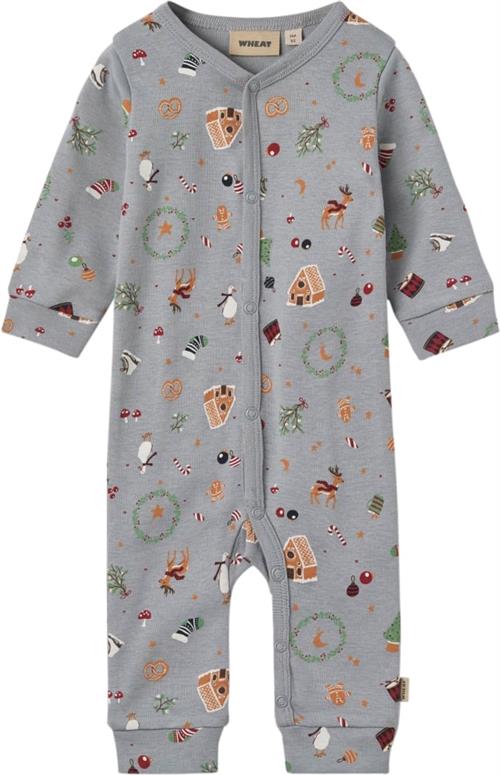 Wheat Pyjamas Mads Str 80/12m - Cloudy Sky Holiday Nattøj Bomuld hos Magasin