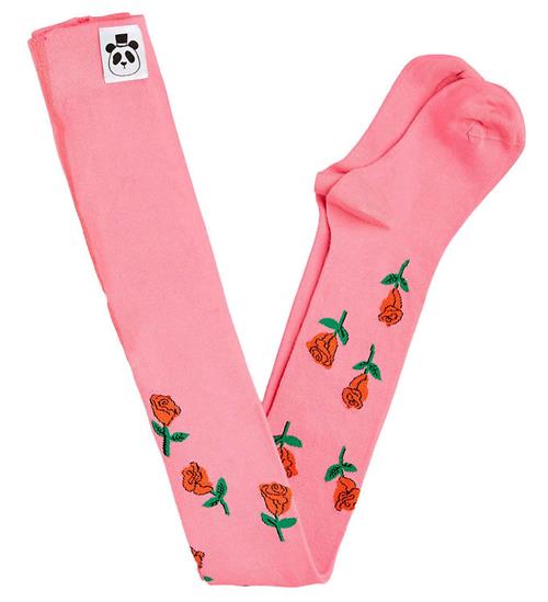 Se Mini Rodini Strømpebukser - Roses - Pink ved KidsWorld