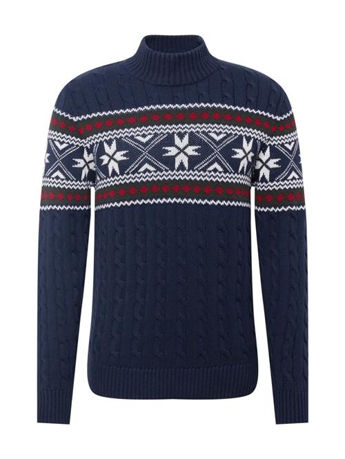 Se SELECTED HOMME Pullover 'Flake'  mørkeblå / khaki / carminrød / hvid ved About You