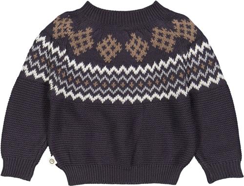 Müsli by Green Cotton Knit Jacquard Sweater Baby Str 68 - Mystery Blue Cardigans Bomuld hos Magasin