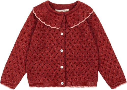 Konges Sløjd Holiday Knit Cardigan Str 18M - Red Dahlia Cardigans Polyester hos Magasin