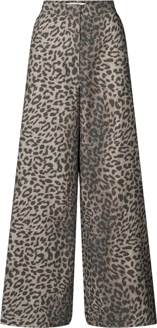 Rabens Saloner Leopard Print Wide leg Pants Inja Kvinde Snow Leopard Bukser Str S - hos Magasin