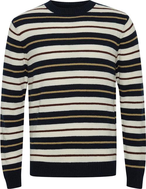 Casual Friday Cfkarl Striped Crew Neck Knit Mand Dark Navy Sweaters Regular Fit Str L - hos Magasin