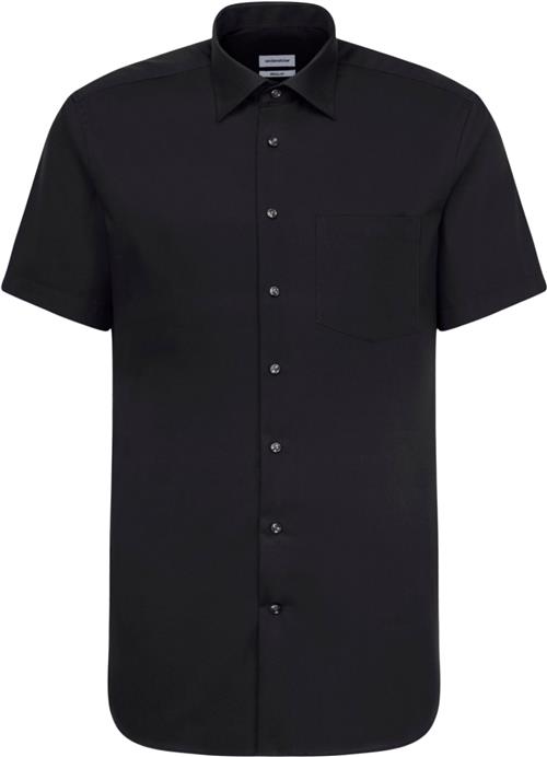 Seidensticker Business Shirt Regular Short Sleeve Kentcollar Uni Mand Black Kortærmede Skjorter Regular Fit Str 41 - hos Magasin