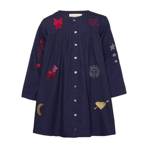 Sissel Edelbo Jul Mini Broderet Kjole Navy | Marine blå | 3-4 years