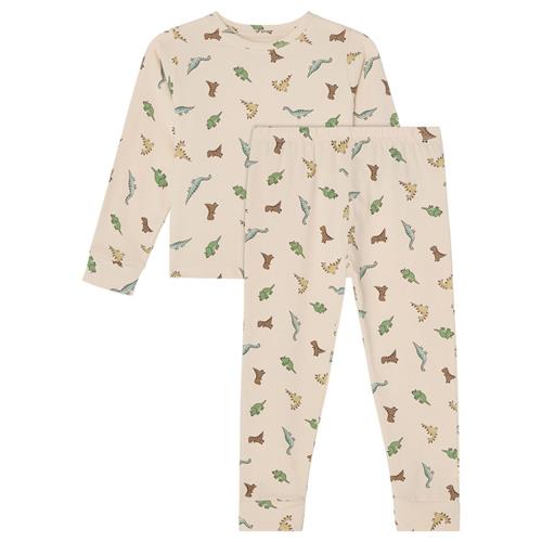 Buddy & Hope Konrad Dinosaur Animal Print Pyjamas Sæt | Hvid | 86/92 cm