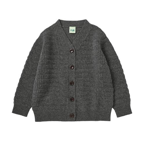 FUB Lambswool Cardigan Grey Melange | Grå | 90 cm