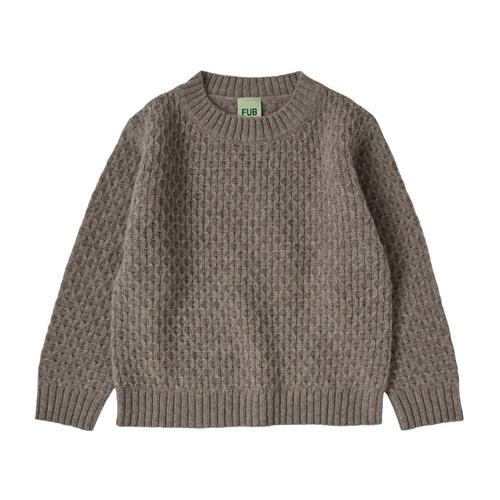 FUB Lamswool Crew-neck Sweater i Hazel Melange | Brun | 80 cm