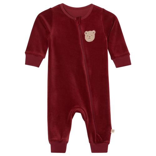 Buddy & Hope Lasse Velour Playsuit med Bear Patch i Merry Red | Rød | 74/80 cm