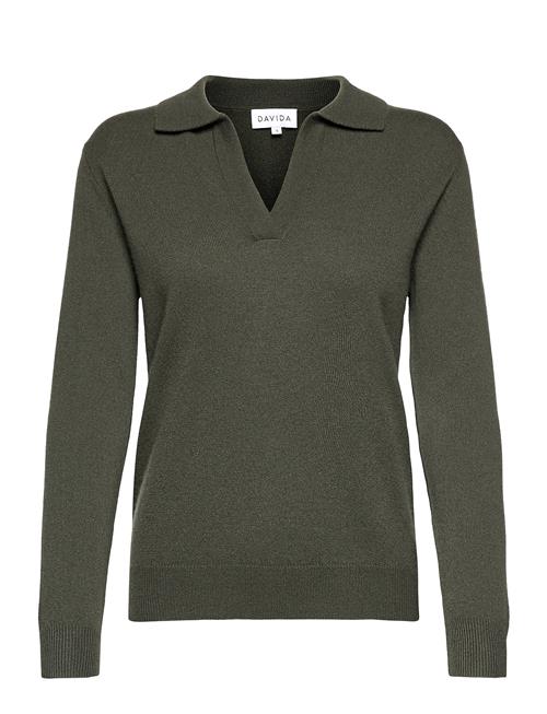 Davida Cashmere Open Collar Sweater Davida Cashmere Green