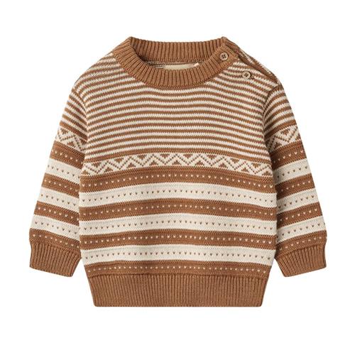 Wheat GOTS Janus Strikket Baby Sweater Caramel | Brun | 68 cm