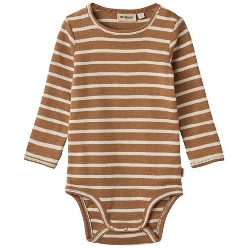 Wheat GOTS Berti Stribet Babybody Sort | Brun | 56 cm