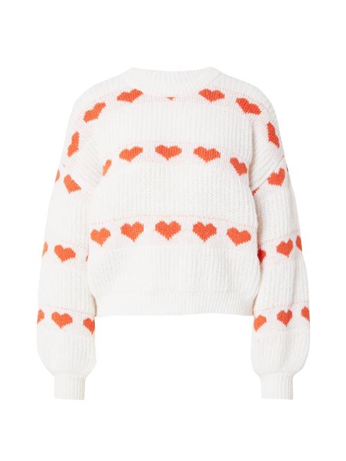 Se PIECES Pullover 'PCNOVE'  orange / hvid ved About You