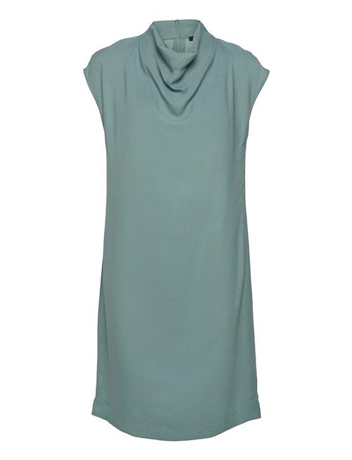 Crêpe Dress With A Waterfall Collar Esprit Collection Blue