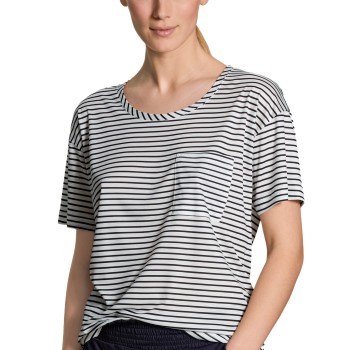 Calida Circular Sleep T-shirt Hvid/Marine tencel Small Dame