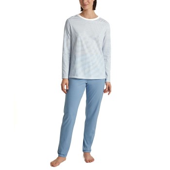 Se Calida Cotton Stripes Long Pyjama Lyseblå Stribe bomuld Medium Dame ved Timarco