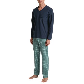 Se Calida Relax Imprint 3 Long Pyjama Blå/Grøn bomuld Medium Herre ved Timarco