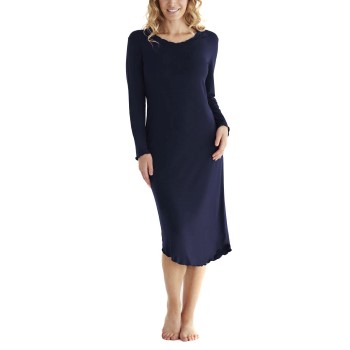 Se Damella Bamboo Plain Long Sleeve Nightdress Marineblå Bambus Small Dame ved Timarco