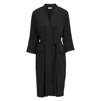 Damella Viscose Plain Lace Robe Sort viskose Medium Dame