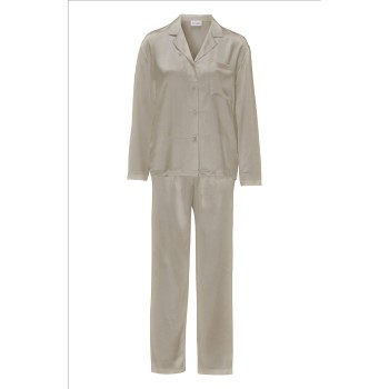 Damella Woven Silk Plain Pyjamas Set Nougat silke Medium Dame