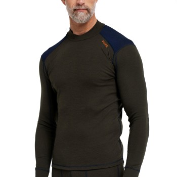 Dovre Folded Collar Baselayer Militærgrøn  uld Medium Herre