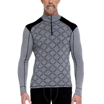 Dovre Half Zip Jacquard Baselayer Grøn Mønster uld Large Herre