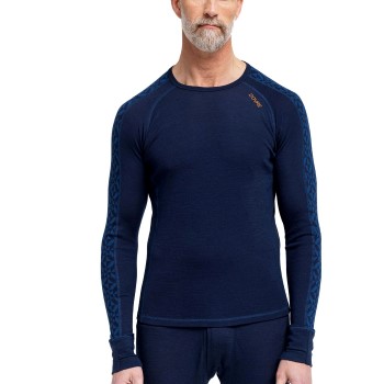 Dovre Jacquard Baselayer Marineblå uld Medium Herre