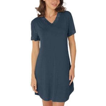 Lady Avenue Bamboo Nightdress SS Marineblå Bambus Small Dame