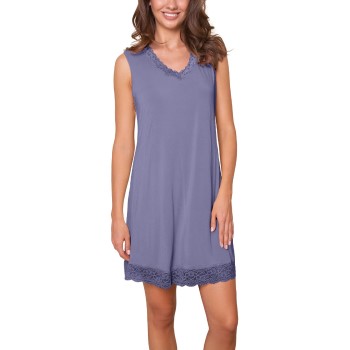 Lady Avenue Bamboo With Short Sleeve Nightdress Blå Bambus Small Dame