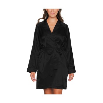 Lady Avenue Satin Short Kimono Sort X-Large Dame