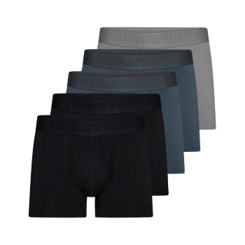 Resteröds 5P Gunnar Bamboo Boxer Sort/Blå Medium Herre