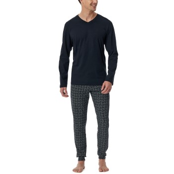 Schiesser Casual Essentials Long Sleeve Pyjamas Mørkblå bomuld 50 Herre