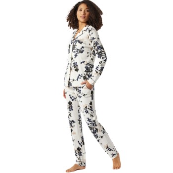 Schiesser Contemporary Nightwear Interlock Pyjama Sort/Hvid 42 Dame