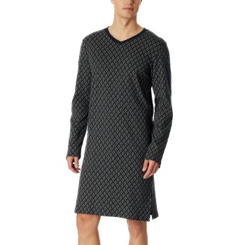 Schiesser Fine Interlock Men Longsleeve Nightdress Mørkblå bomuld 52 Herre