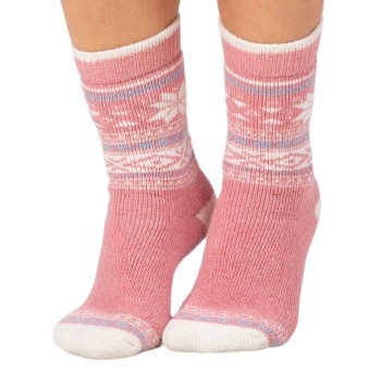 Trofé Trofe Knitted Patterned Wool Sock Strømper Rosa Str 39/42 Dame