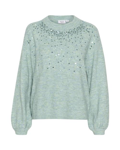 Se SAINT TROPEZ Pullover 'SZ Barbel'  blå-meleret / sølv ved About You