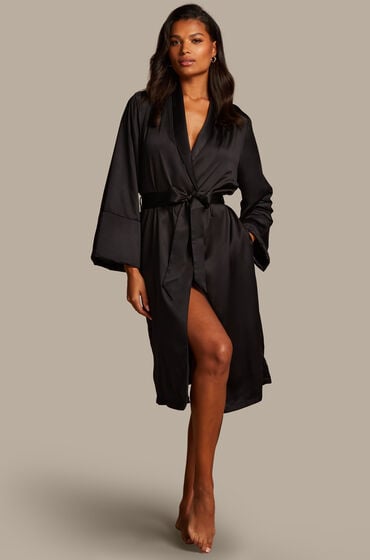 Hunkemöller Badekåbe Satin Fleece sort