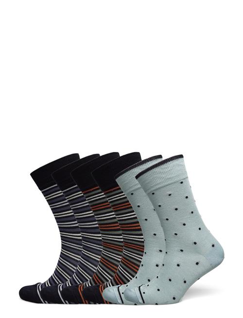 Socks 6-P, Bamboo, Multi Stripes TOPECO Blue
