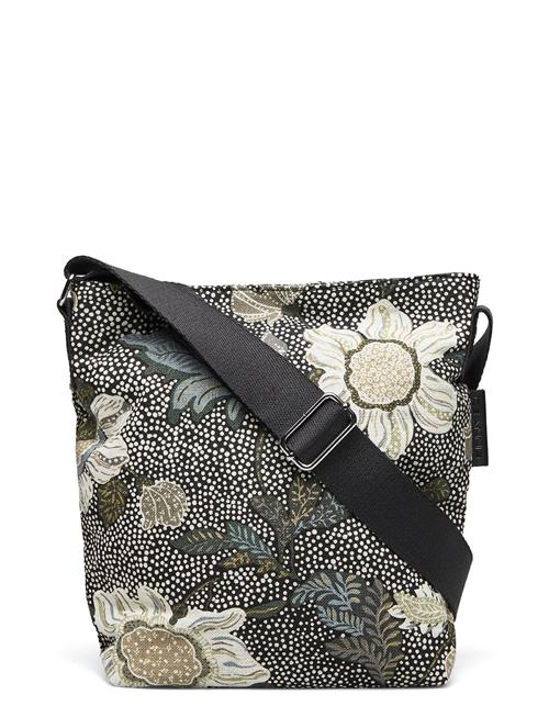 Ceannis Small Shoulder Bag Black Flower Linen Ceannis Patterned