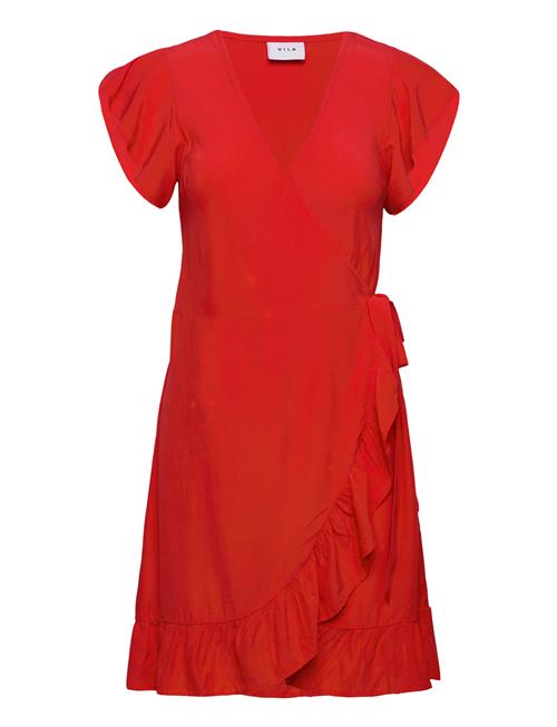 Vila Vifini Wrap S/S Short Dress - Noos Vila Red