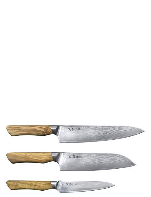 Se Satake Kaizen 3-Piece Knife Set Satake Silver ved Booztlet