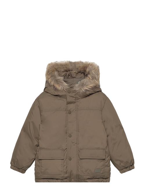 Mango Faux Fur Hood Quilted Coat Mango Khaki