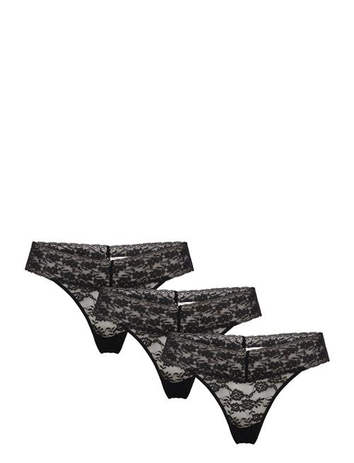 Lindex Brief Lacey Thong Low 3 Pack Lindex Black