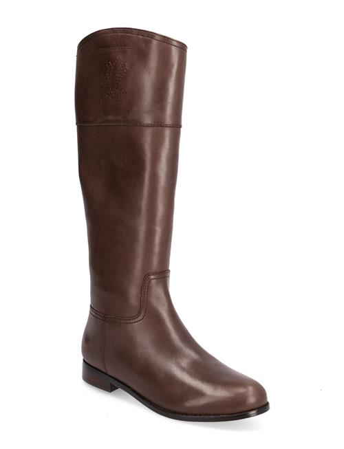 Se Lauren Ralph Lauren Justine Burnished Leather Riding Boot Lauren Ralph Lauren Brown ved Booztlet