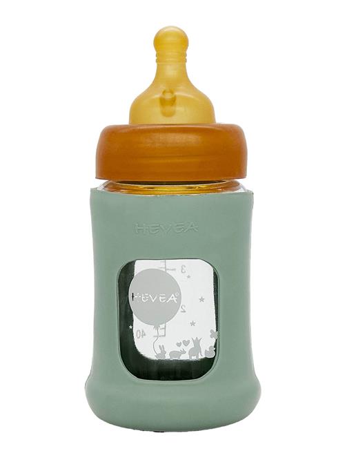 Se HEVEA Wide Neck Baby Glass Bottle With Sleeve 150Ml/5Oz Single-Pack HEVEA Blue ved Booztlet