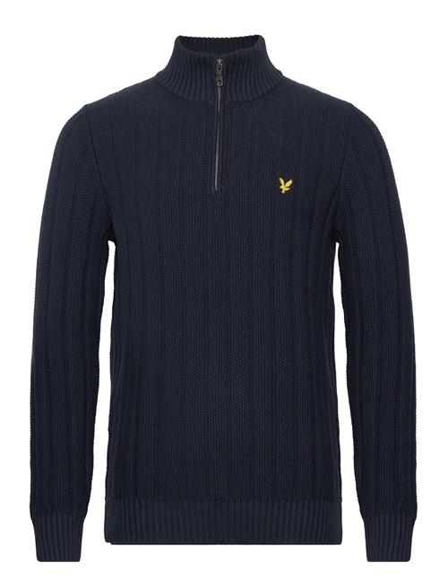 Se Lyle & Scott Moss Stitch Quarter Zip Jumper Lyle & Scott Navy ved Booztlet