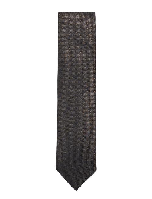 Se Lindbergh Black Structured Linen Blend Tie 7 Cm Lindbergh Black Grey ved Booztlet