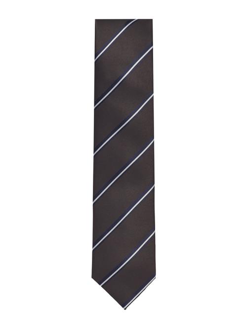 Se Lindbergh Black Polyester Tie With Stripe 7 Cm Lindbergh Black Brown ved Booztlet