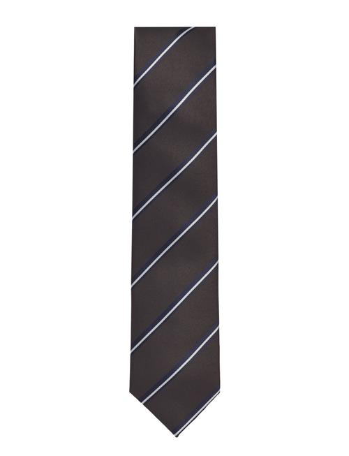 Polyester Tie With Stripe 7 Cmpolyester Tie With Stripe 7 Cm Lindbergh Black Brown