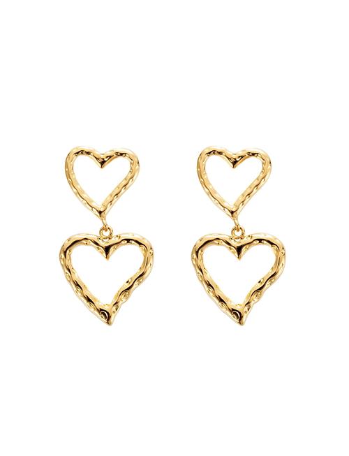 By Jolima Open Heart Double Earring By Jolima Gold